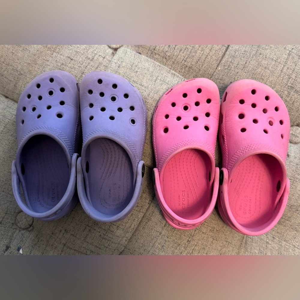 CROCS Pink and Purple Sandals Lot of 2